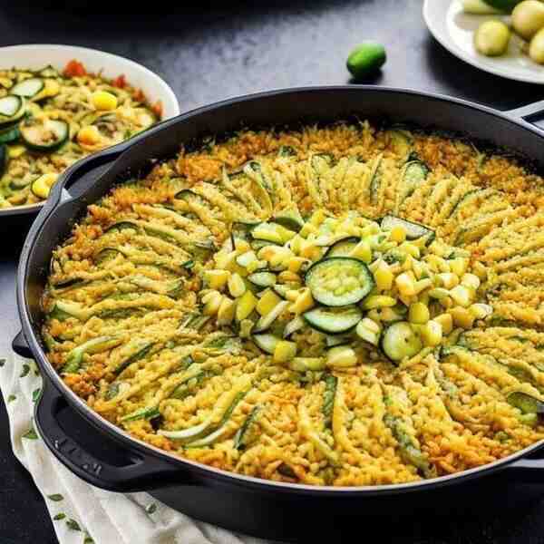 Запеканка с рисом и кабачками